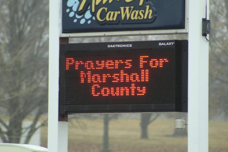 Billboard with kind words near Marshall county high school after the 2018 shooting