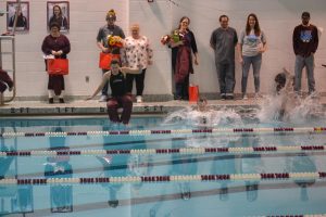 The seniors jump into the pool as their parents and teammates watch. 
Choosing to join the swim team my tenth grade year was the best decision I could have ever made. Being a part of this team has instilled character and work ethic that I will take with me through life, Brunette said.  