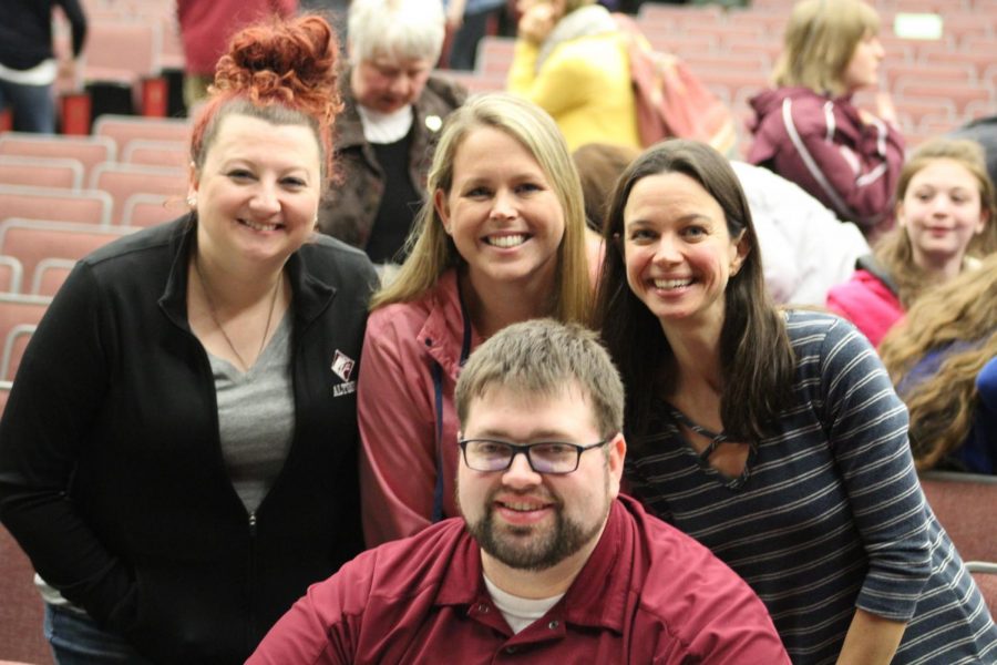 Judges, Jamie Dyer, Megan Yingling, Natalie Trimmer, and Daniel Harber smile for a picture after the conclusion of the talent show.