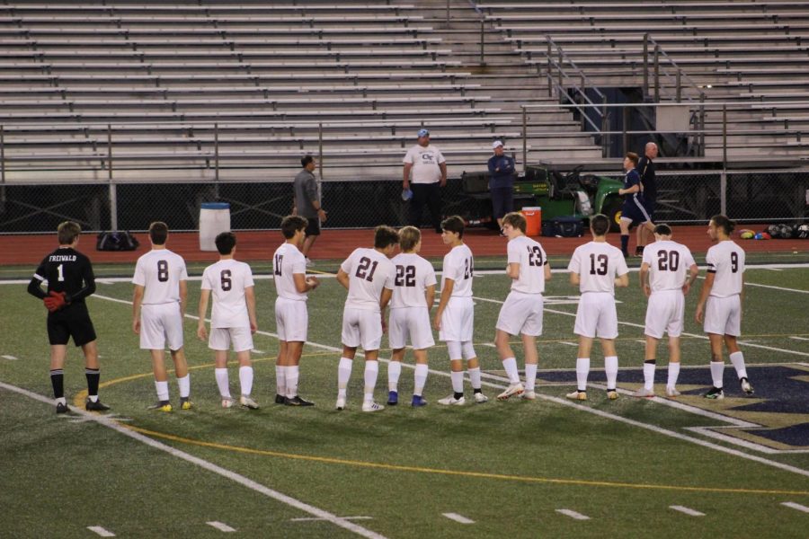Stsrters! The Varsity soccer team starters line up. The starters got their name called before the sept. 5 game.  