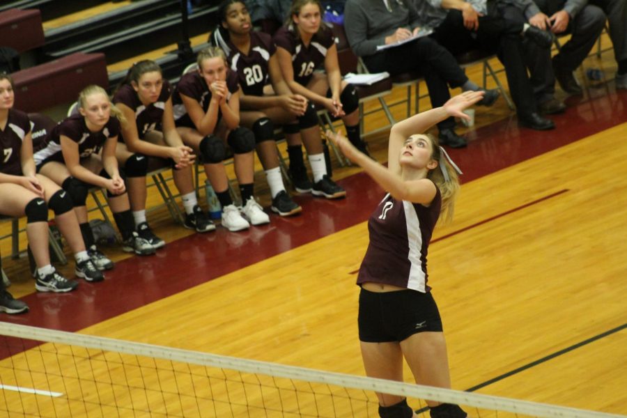 Spike it! 
Senior Ireland McClellan spikes the ball as it comes over the net. It gave her team another point against Hollidaysburg.