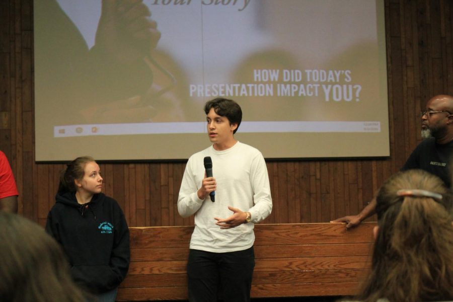 Chris Perez speaks about how the Rachels Challenge assembly has impacted him. Many students after him also spoke about their experiences and how Friends of Rachel has changed them. 