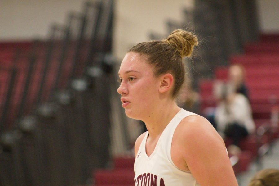 Get your head in the game. 
Senior girls basketball player Caranda Perea watches the ball closely. The girls basketball team played Cumberland Valley on Jan. 13.