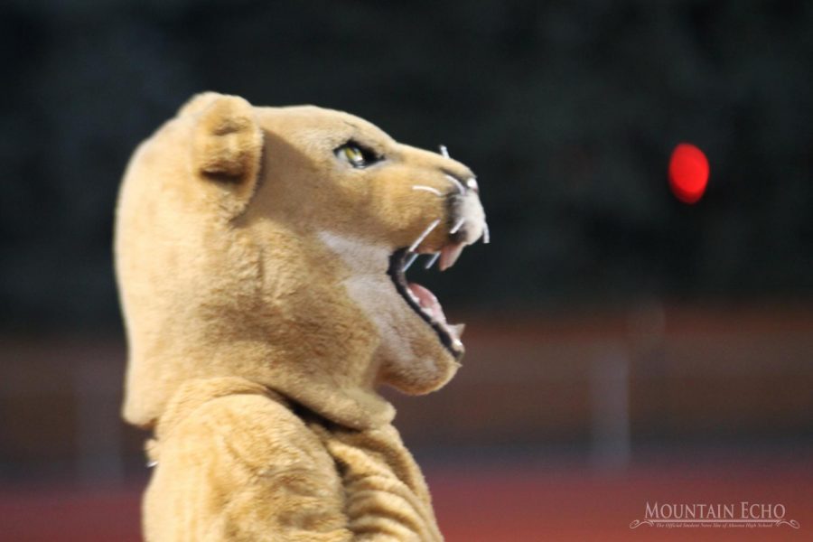 Roar! The mascot looks on during a football game. The Mt. Lion helps cheer on the teams and pep of the student section.  Too often that student section has empty seats that could be filled.