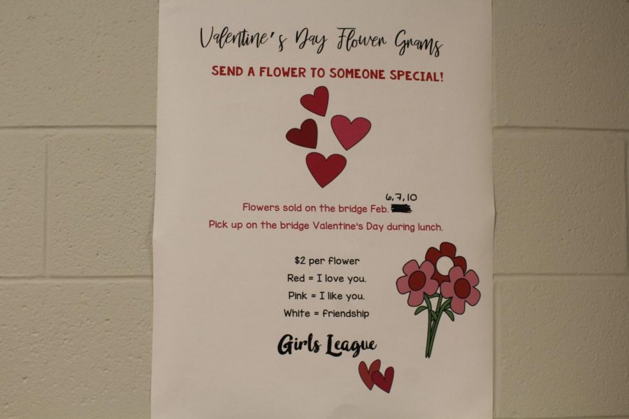 Check this out! Girls League will be selling flower grams for Valentine"s Day. Each color has a different meaning and can be sent to someone special. 