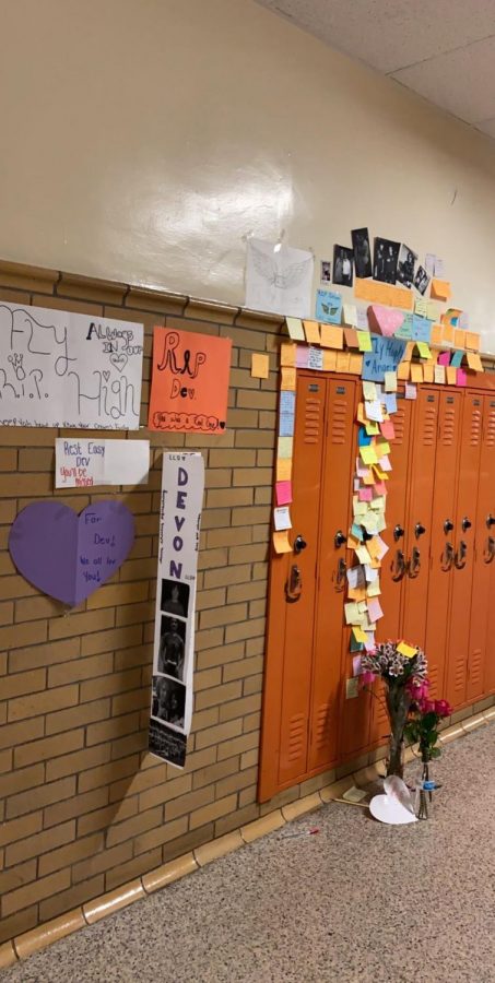 Locker+memorial+Students+and+faculty+continue+to+add+items+to+Devon+Pfirschings+school+locker.++The+locker+is+located+in+the+B+Building.