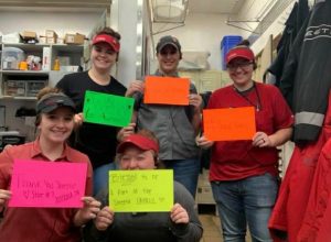 Stay positive! 
Sheetz employees hold up signs ensuring the community to stay positive during this hard time. Sheetz is making precautions to keep everyone safe.