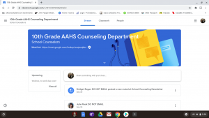 Guidance at home.
Each grade has its own google classroom for the guidance office. Be sure to look through the materials after youve signed up and contact your counselor if you have any questions or concerns