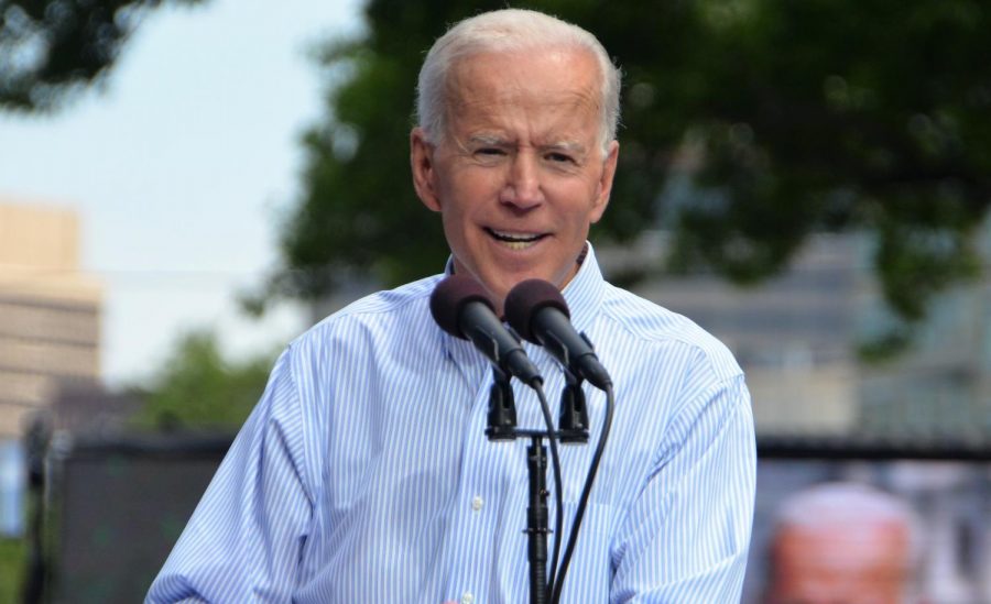 Let's vote.
Former Vice President Joe Biden speaks during his kickoff rally for the beginning of his 2020 Presidential campaign. Alongside Biden during his campaign is his running mate, Senator Kamala Harris.