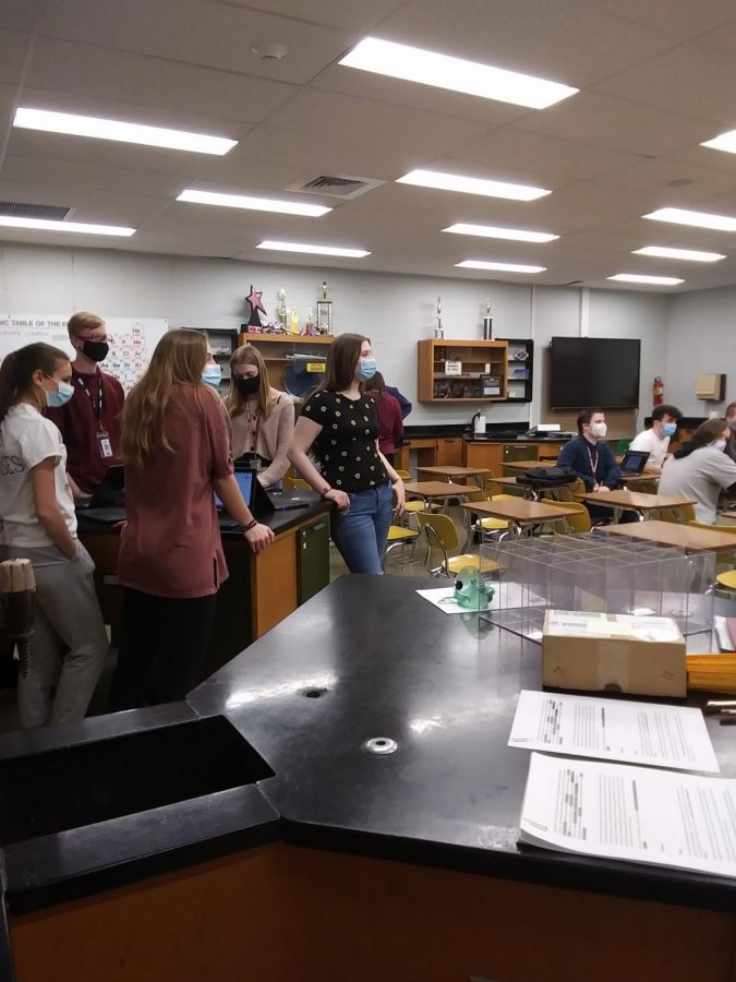 Game time! Patricia Sohmers fifth period class plays a review game about The Kinetic Molecular Theory. Now that students are back in school full time, students and teachers are able to play games without a lot of confusion. 