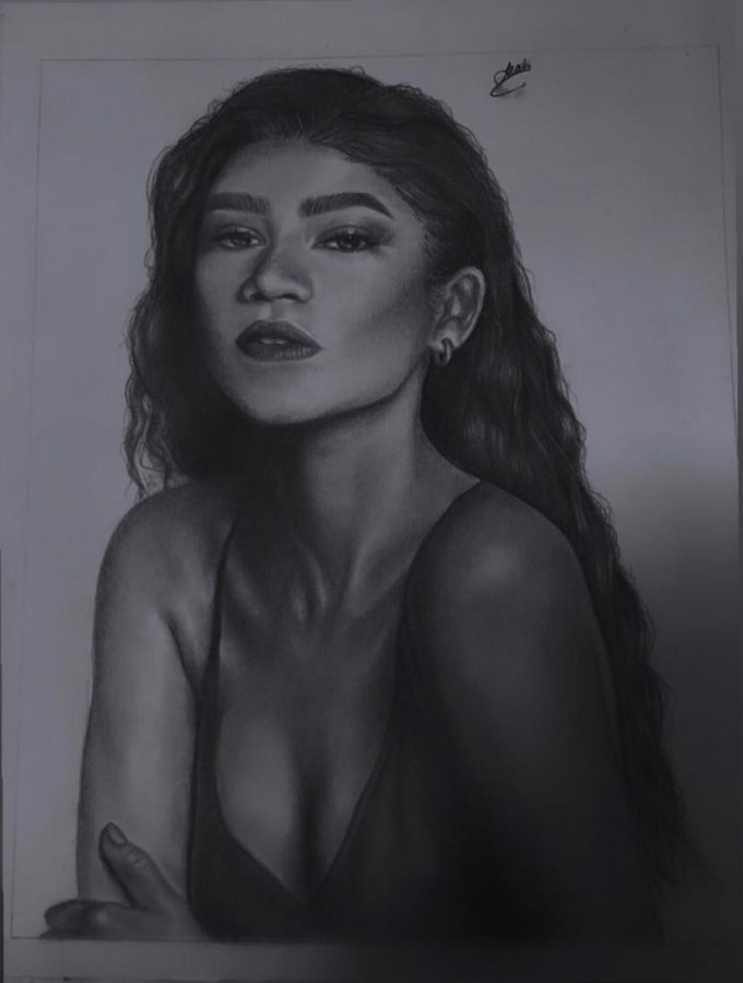 Sophomore Leah Degennaro spends roughly two weeks on a pencil sketch of  popular actress Zendaya. Degennaro plans to continue sketching to improve her artistic skills. 