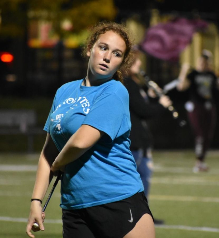 Freshman Jillian Pierannunzio practices her moves for upcoming game. Pierannunzio practiced for six hours.