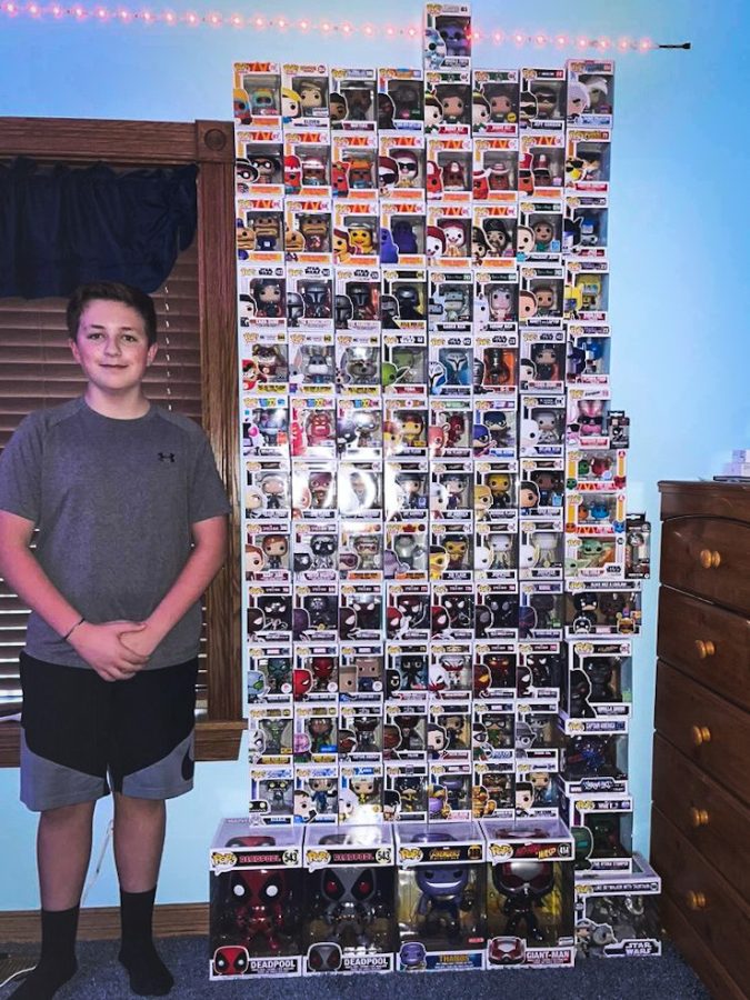 Funko+Pops+Freshman+Jace+Baronner+has+a+collection+of+Funko+Pops+worth+more+than+%241%2C500.+He+saved+up+for+the+figures+by+working+at+his+fathers+garage+door+business.+