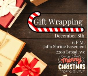 Student Council volunteers wrap gifts for children at Jaffa Shrine