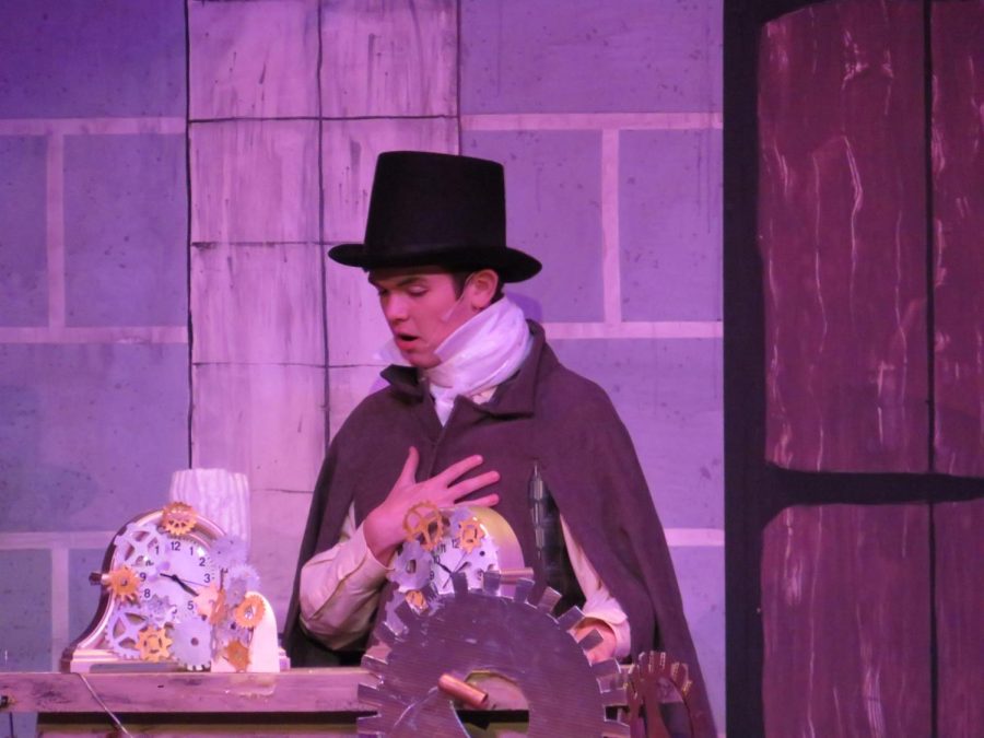 Act the part Sophomore Ryan Longstreth plays in the fall play, A Christmas Carol. The drama club premiered the show on Nov. 12.