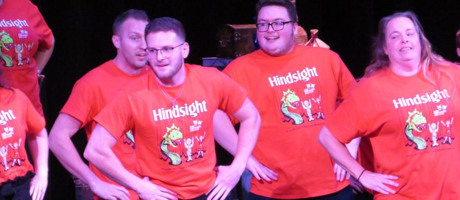 Dancing it out. Alumni Caleb Marasco and Jarrett Markle dance on stage during the production on Hindsight 2022. The production of Hindsight 2020 was postponed due to Covid-19 and was renamed Hindsight 2022. 