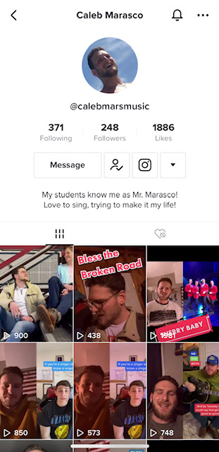Geometry teacher Caleb Marascos TikTok account.  I try to post content at least every week, Marasco said. Marasco started his page two years ago.