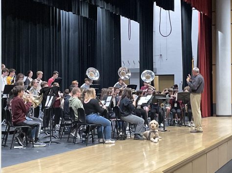 Playing it out. The band prepares for the Bandarama concert. The concert will be held Oct. 25 at 7 p.m. in the auditorium.