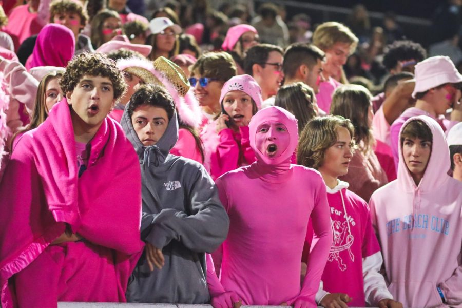 All pink The student section had a pink out at the football game to show their support for breast cancer awareness. Many students dressed up in pink to show their support. 