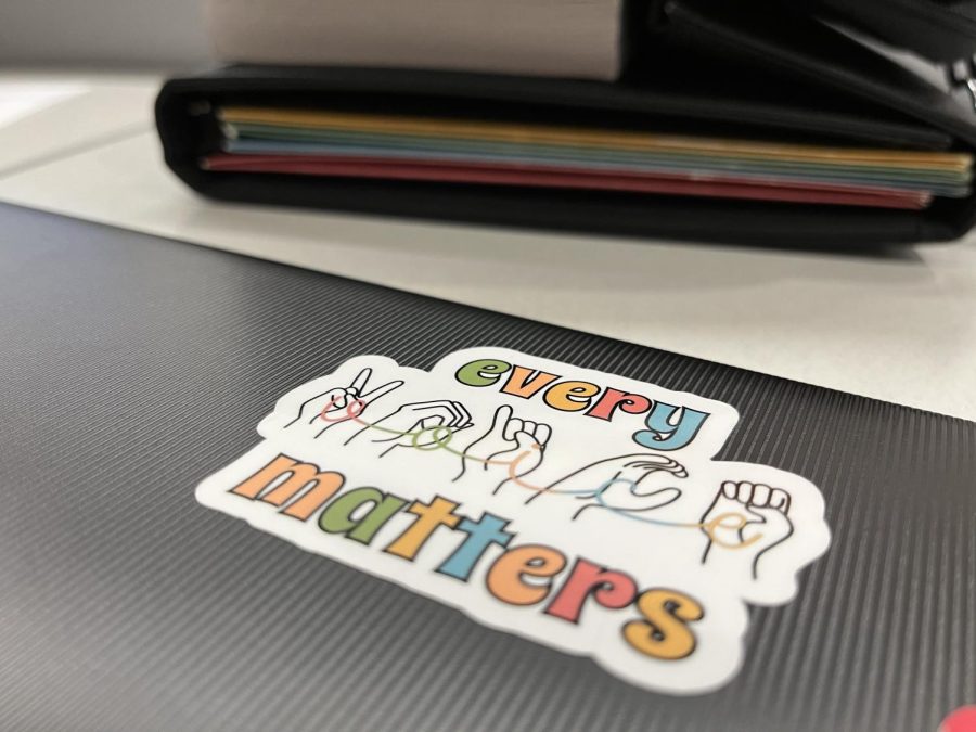 Every Voice Matters A sticker spreads positivity about Sign Language. Lenhart is planning on using stickers as a way to gain more interest for the club by passing them out to students. 