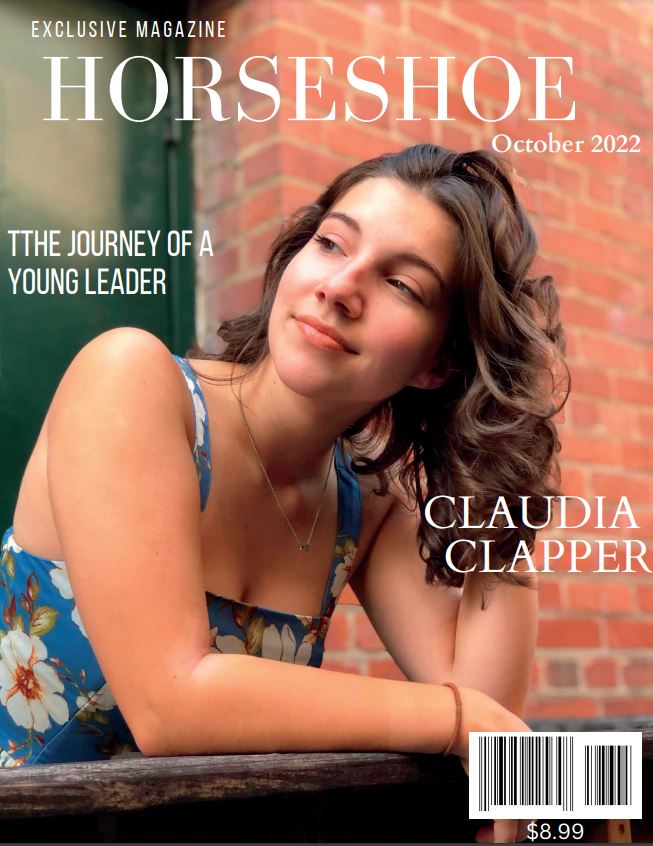 Introduction to Publication students designed magazine covers to feature journalism students.  Kalea Evans designed this cover to feature Claudia Clapper.