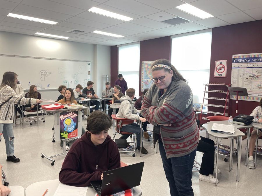 History counts. History teacher Makenzie Negri helps students with their American history assignments. History is important to know where a person comes from.