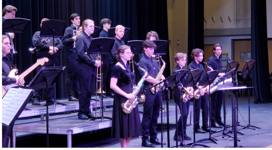 The jazz band performs during a 2021 concert.