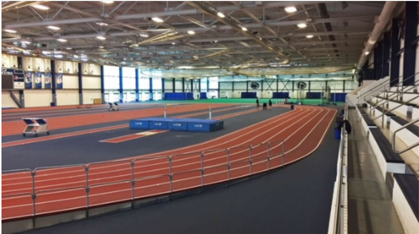 Penn State University’s indoor track where teams will be competing Saturday.