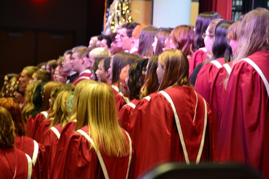 Choral students use the auditorium for a winter concert.