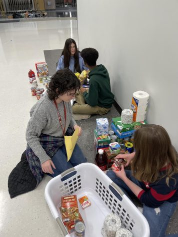 Double check. Student council members check the expiration date on donated items before placing them in the basket. The baskets were filled based on a list of items they needed to contain. 
