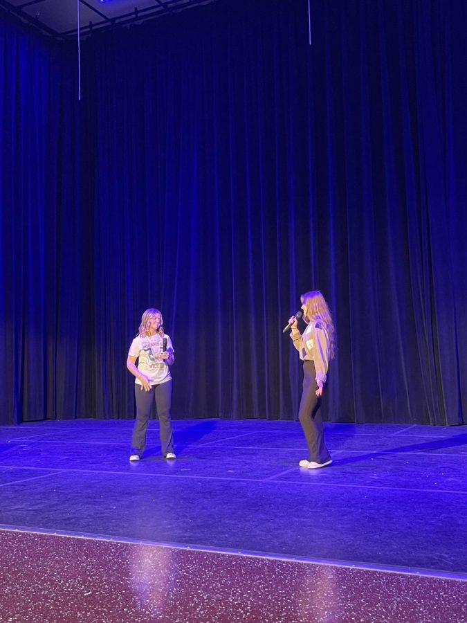 On your own. Senior Keira Mayhue and senior Gracie Crider performed “What You Own” from the Broadway musical Rent. Rent opened on Jan. 25, 1996. 