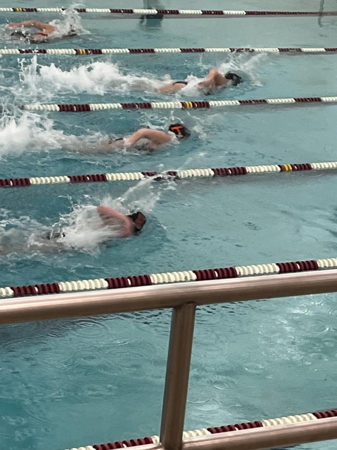 Swim, swim, swim. The boys race in one of the last events. Altoona had won all of the events. 