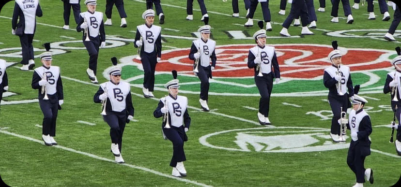 Family Alumnus Lukas Caracciolo marches on the field of the Rose Bowl Stadium alongside his fellow Blue Band trumpet players. Penn State won 35-21 with the help of the bands cheer. “At first I looked around the stadium taking it all in, thinking to myself ‘I can’t believe I’m here right now’. When we started moving downfield the nerves started coming in, but I took a deep breath and used that energy to fuel my performance. It truly was an experience like no other,” Caracciolo said. 