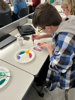 Focused. Junior Ryan Longstreth creates his version of modern art. Longstreth spent the whole period working on his painting. 