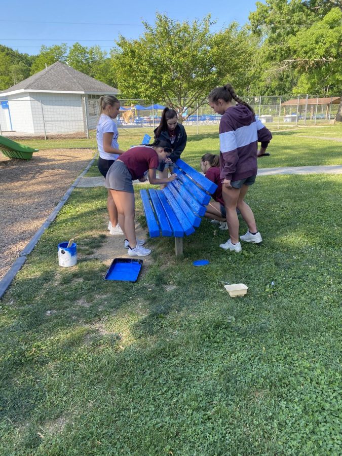 Teams of teachers and students helped at sites across Altoona on Tuesday May 30.  Groups painted, spread mulch, cleaned areas and more to help beautify the city.