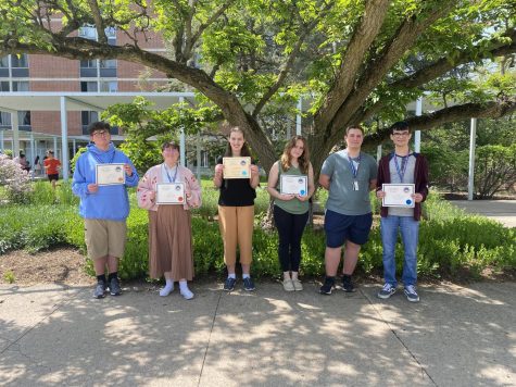 Winners. Students who participated in the PJAS competition pose for a picture. Students stayed the night at Penn State on May 14.