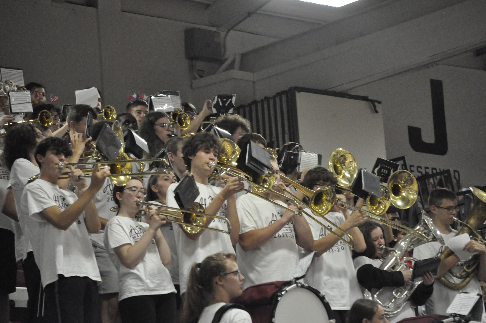 The band plays during the fall pep rally.