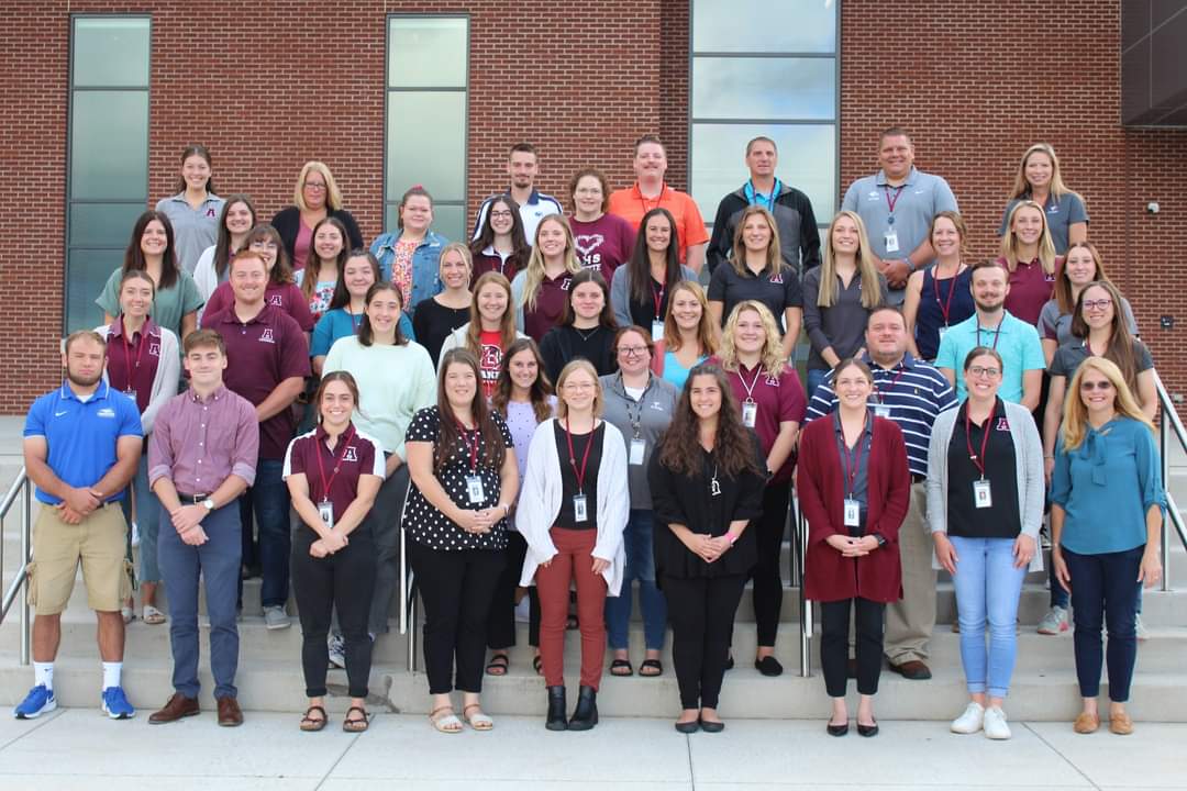All new teachers hired by the district gathered at the high school for the week prior to school starting for training.  