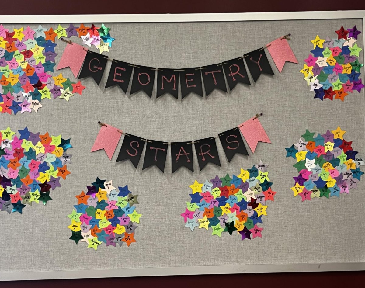 Shining stars! Each class of hers has an opportunity to earn a star that will be put up on the star board. She cuts out the stars herself and will write the students name on the star whenever they earn a star. 