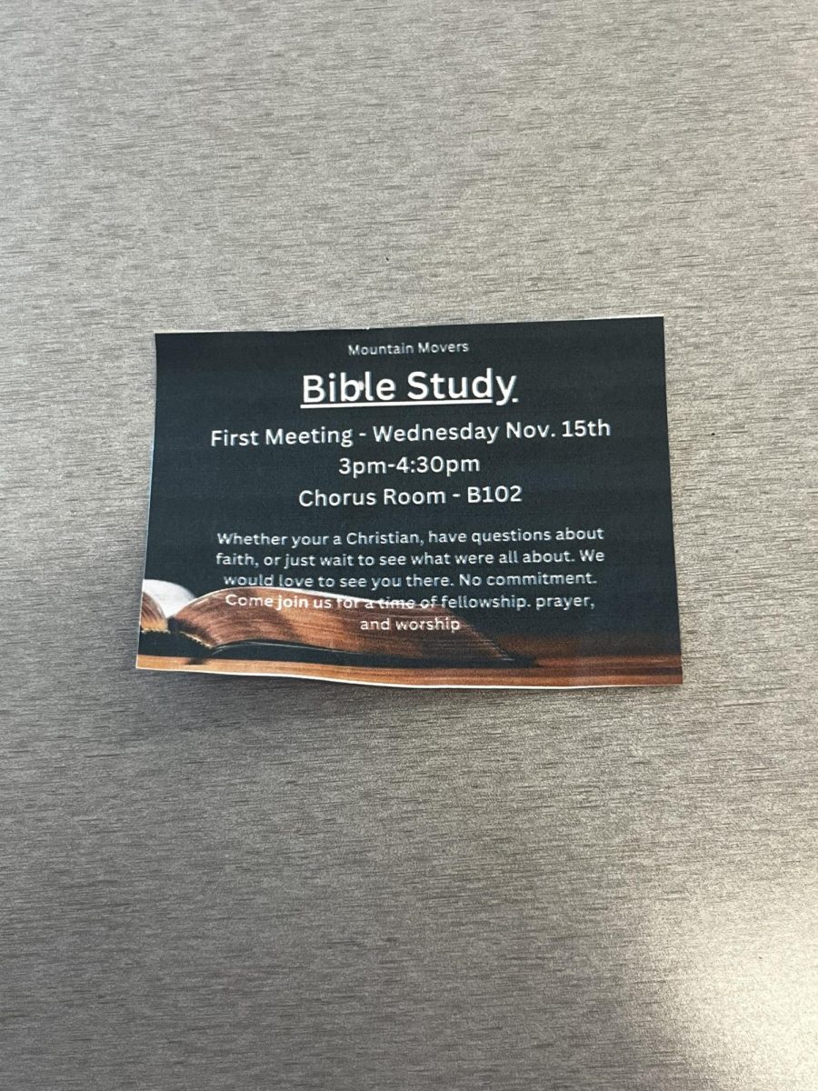 Hallelujah! A new Bible study club is now open to students. The first meeting is being held this week. 