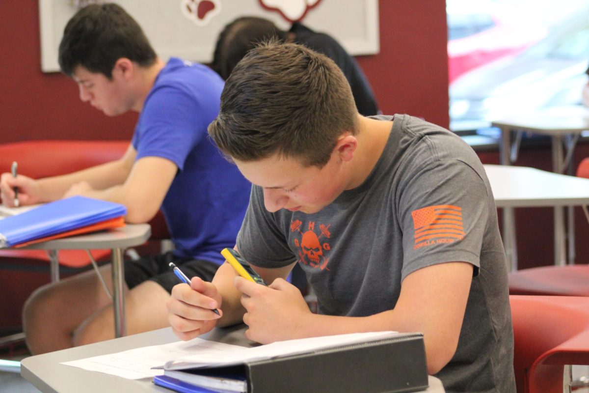 Jace Baronner works on an assignment in geometry. 