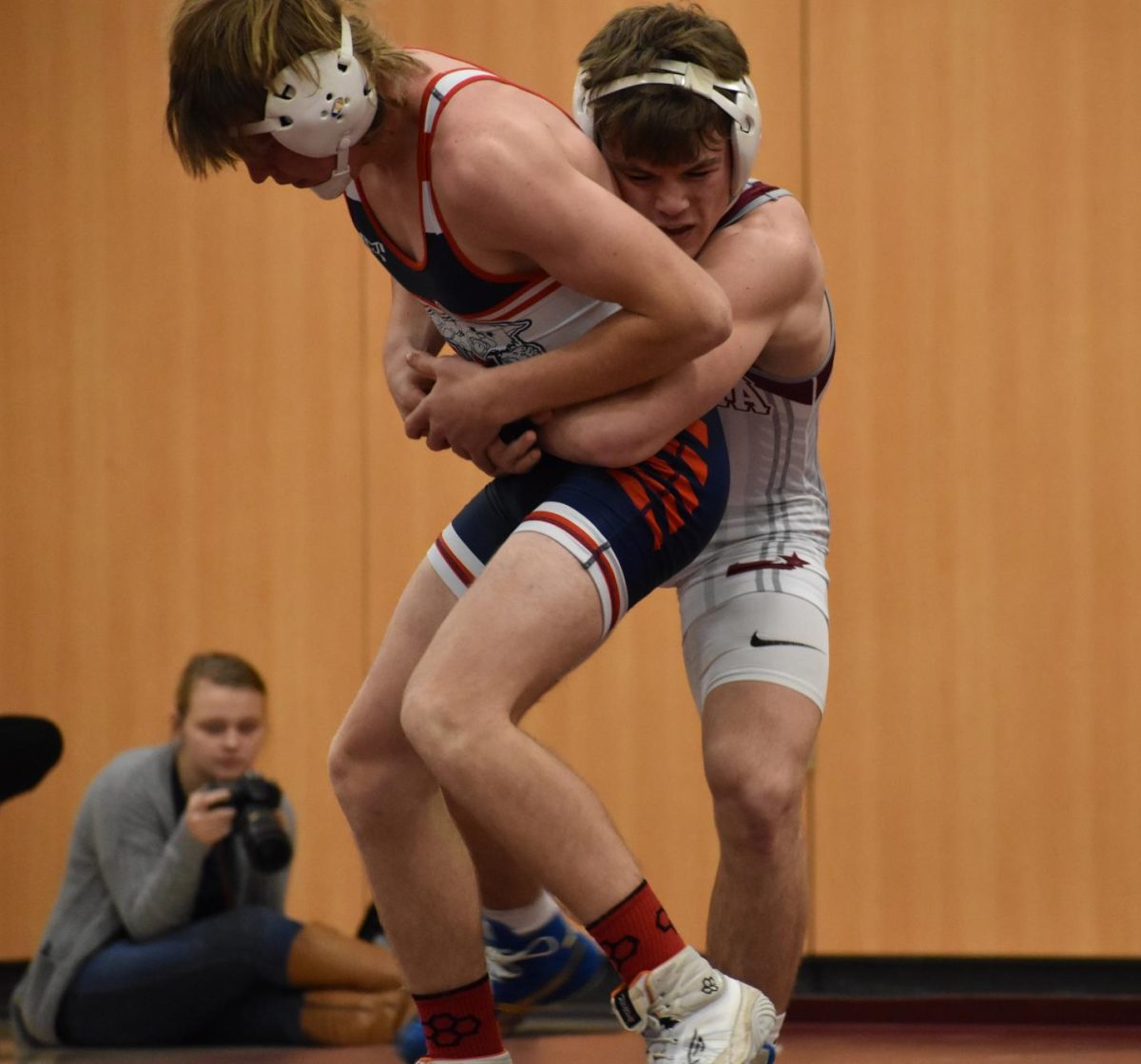 Senior Luke Sipes grabs onto his opponent at the Jan. 5 match last year. 