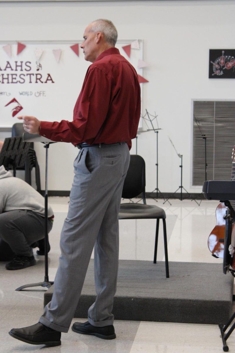 Concentration. Band director Larry Detwiler conducts the Advanced Jazz Band during class on Dec. 5. 