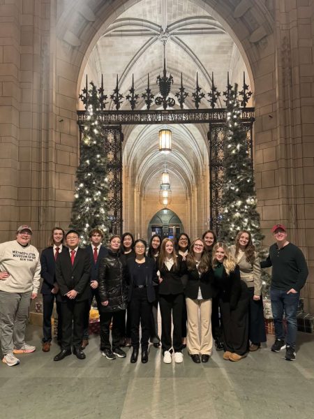 Case closed. The mock trial team celebrates another victory. The team has competed in both tournaments and singular trials throughout the season.