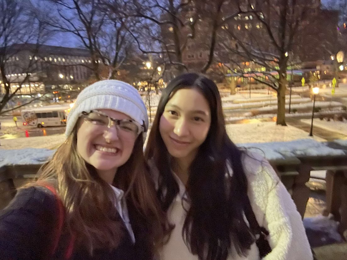 By trial and error. Sophomores Grace Hovan and Lillian Megahan pose together after a court victory of the mock trial team. The team travels all around PA to compete in a variety of competitions and trials. 