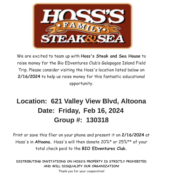 The Flyer. This is the paper that you should show when you get to the restaurant. This will make sure that part of your bill will go to the fundraiser. 