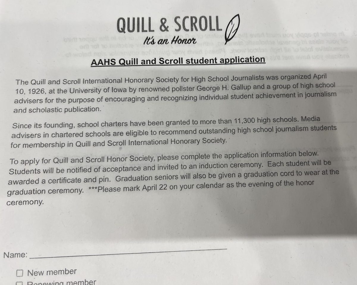 Prospective+Quill+and+Scroll+members+fill+out+applications+to+apply+for+the+society.+Members+must+be+a+part+of+one+of+the+three+journalism+staffs%2C+uphold+a+higher+than+B+average%2C+and+show+a+significant+contribution+to+the+staff.+
