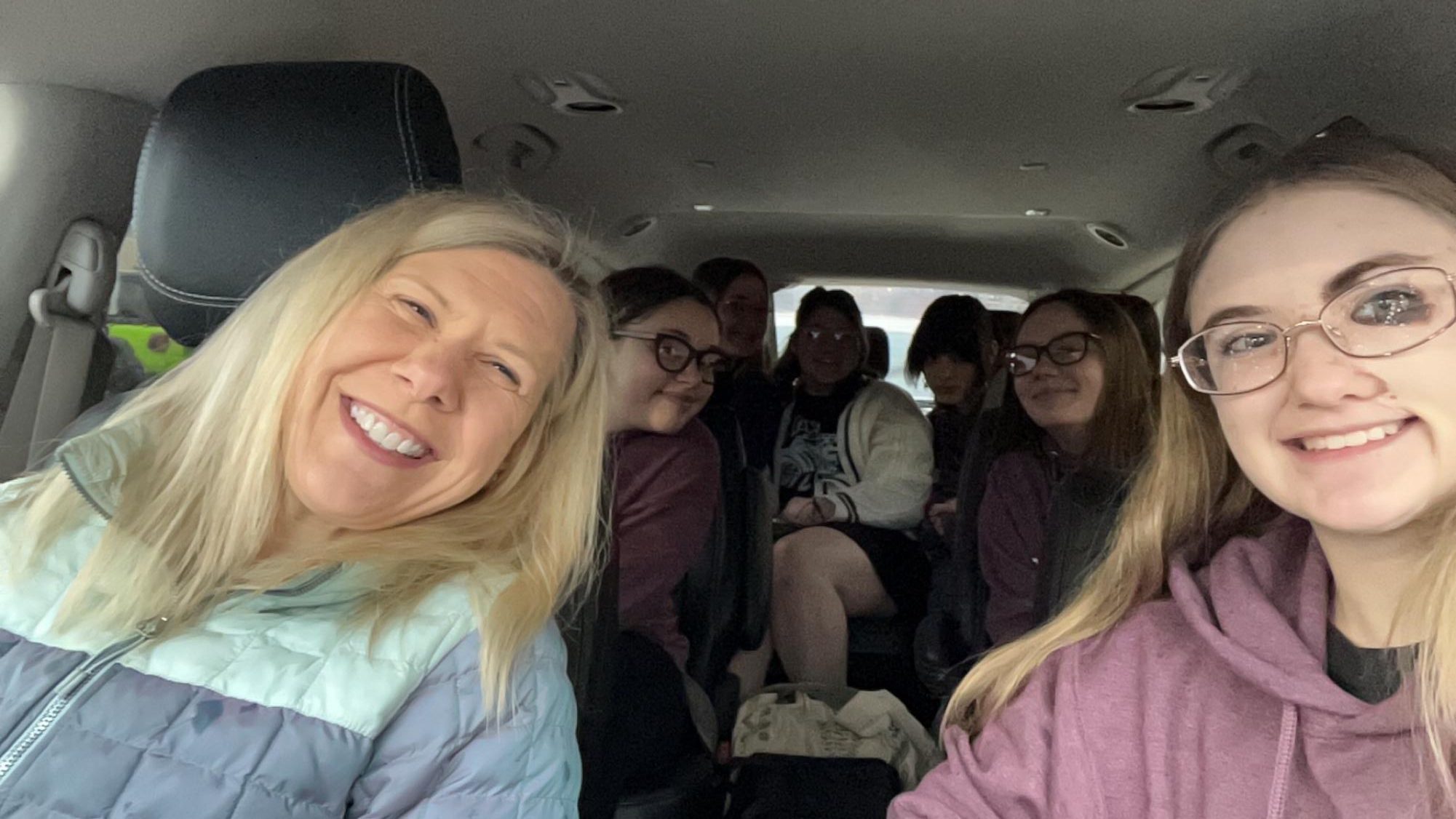 Last time. The Mountain Echo editors all rode in a van together on the way to the competition. To get excited for the day, they all listened to music, and talked about fun times at the previous competition. 