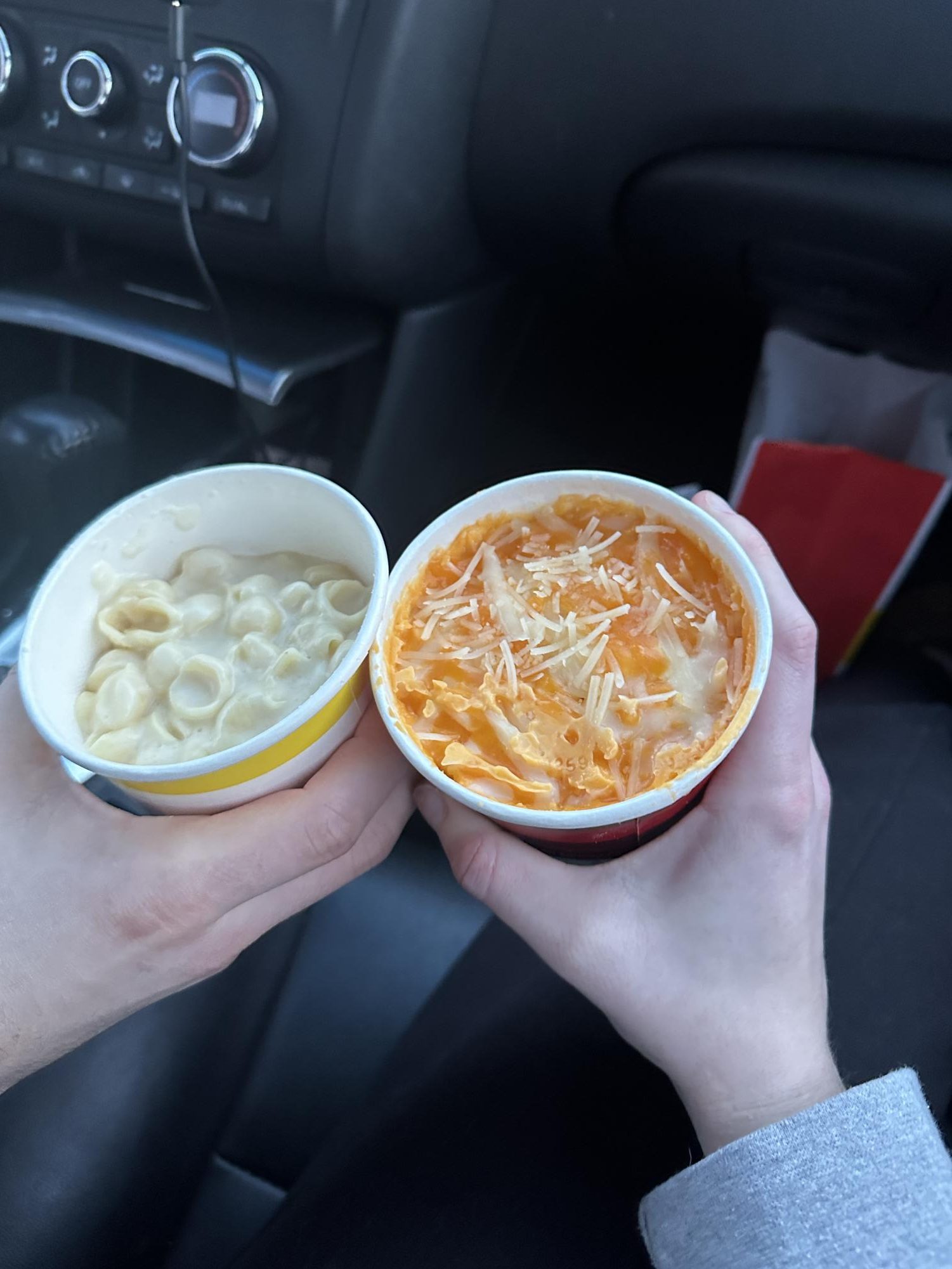 Mac and cheese. We got white cheddar Mac and cheese and a 3-Mac and rated them against each other.