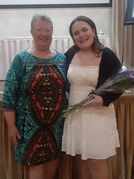 Rising Star. Rylee Bush accepts the WISE Women award, pictured with Donna Gority. Bush accepted the award at a tribute dinner on April 17. 